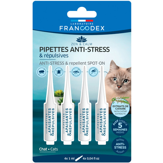 Pipettes anti-stress et répulsives pour chat x4