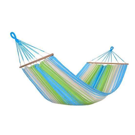 Hamac Kolor rayé vert bleu écru certifié FSC 100%
