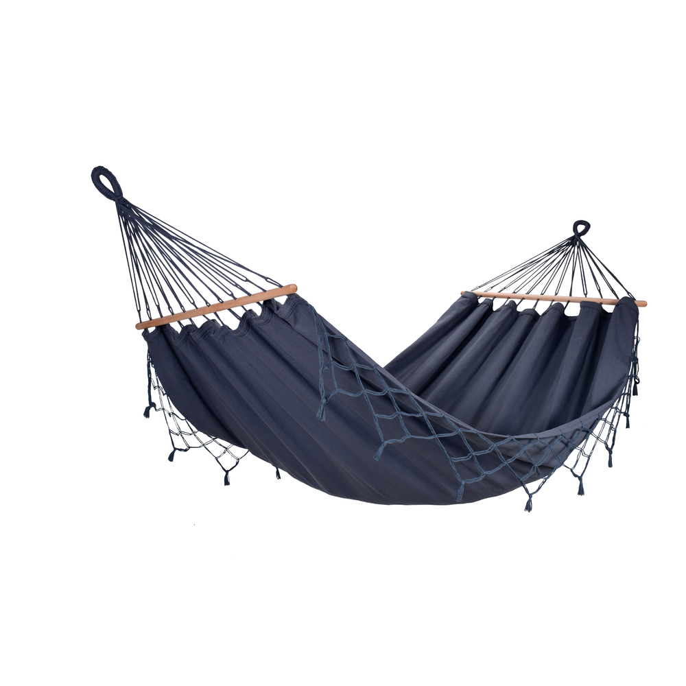 Hamac GraphiK à franges uni anthracite certifié FSC 100%