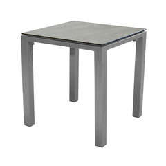 Table alu/HPL Trespa 90x90 Taupe wood.