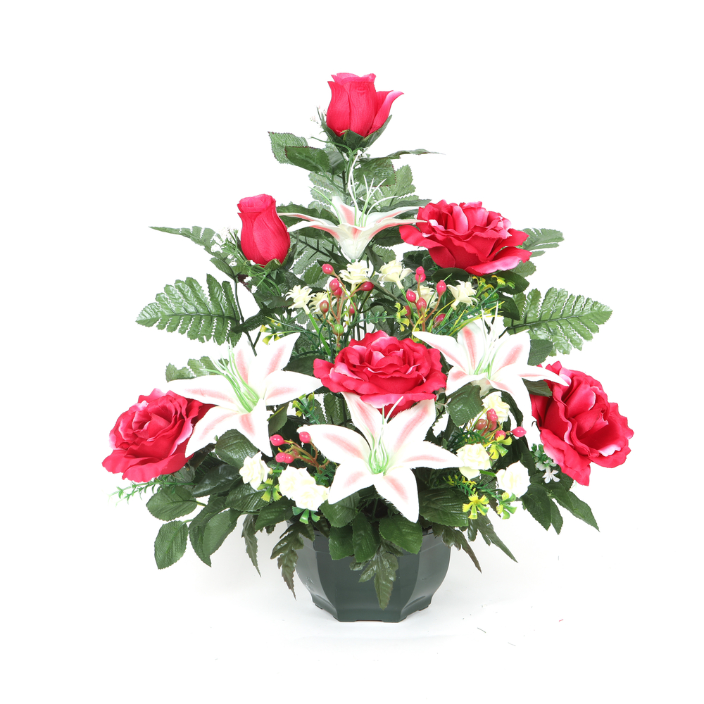 Fleurs artificielles - coupe florale fuchsia D.43 H.45cm