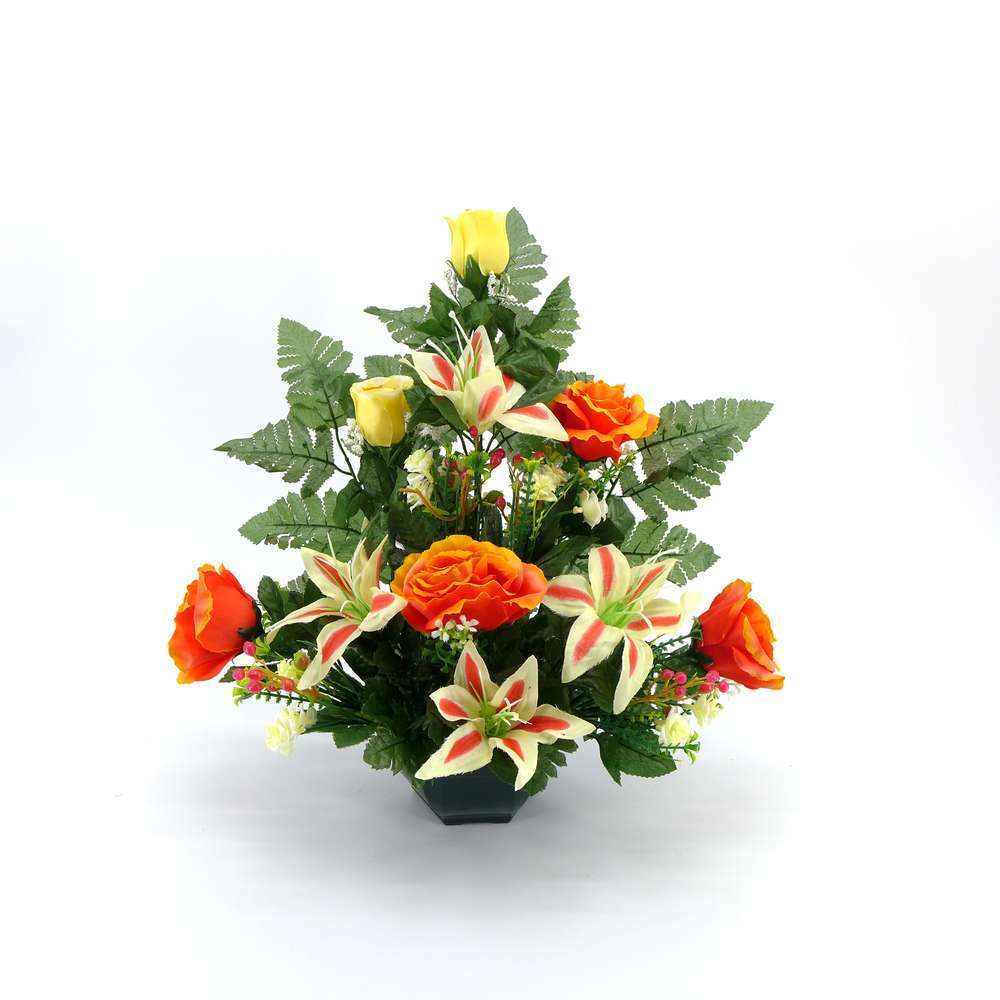 Fleurs artificielles - coupe florale orange D.43 H.45cm