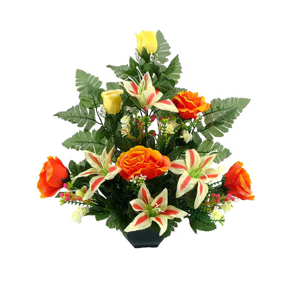 Fleurs artificielles - coupe florale orange D.43 H.45cm