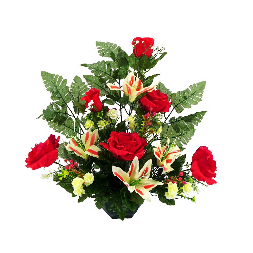 Fleurs artificielles - coupe florale rouge D.43 H.45cm