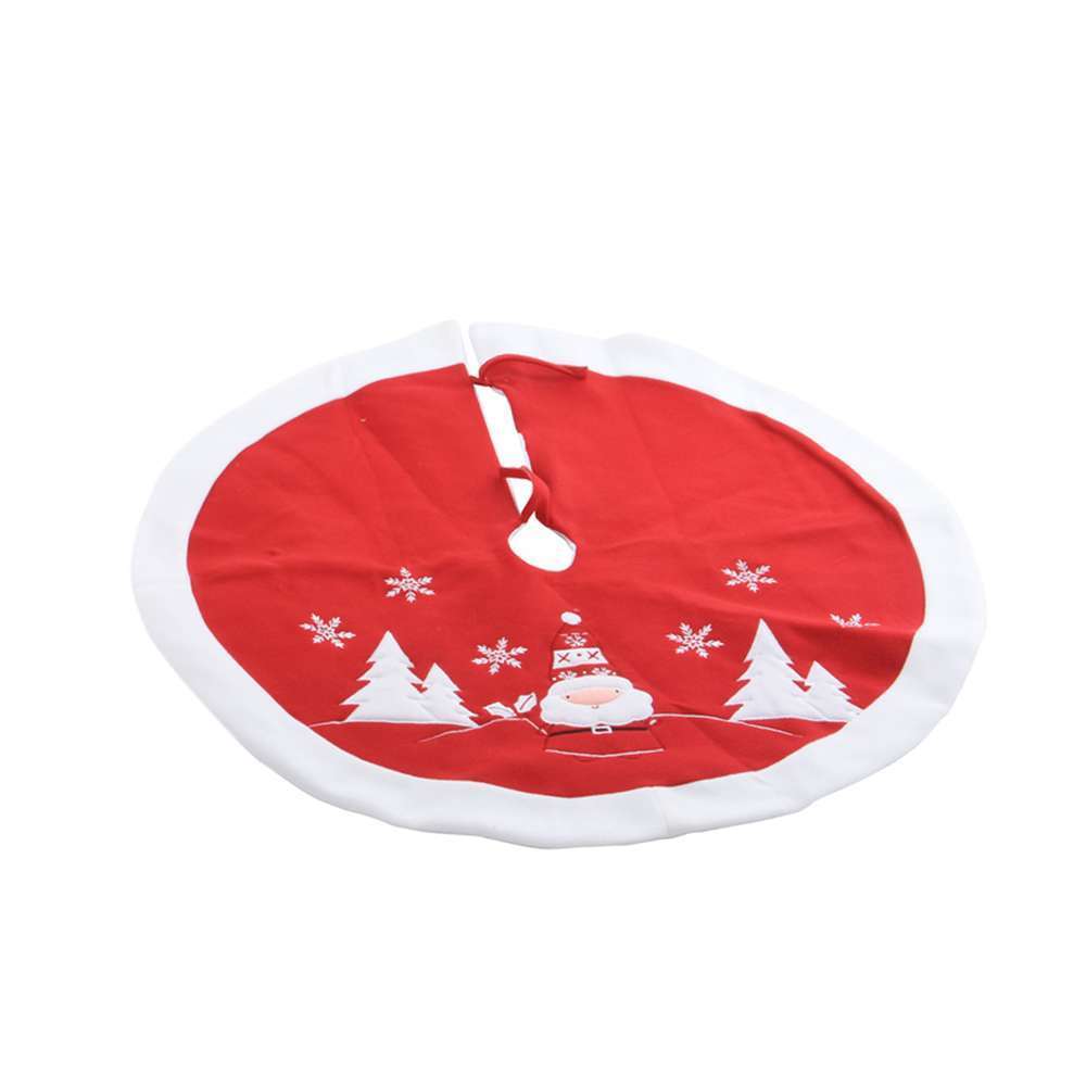 Jupe sapin rouge décor bonhomme de neige 89cm
