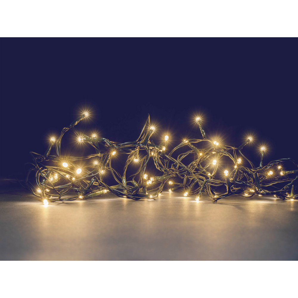 Guirlande solaire LED, 20m : blanc chaud