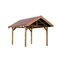 Carport 10,80m2 bois massif traité 3,55x5,04 m toit double pente