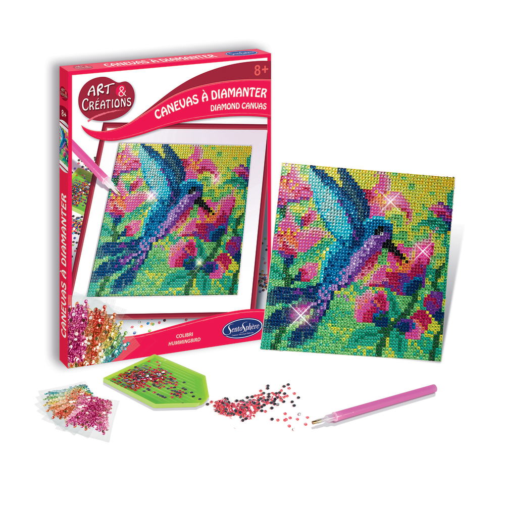 Kit d'art créatif DIY : Canevas à diamanter Colibri