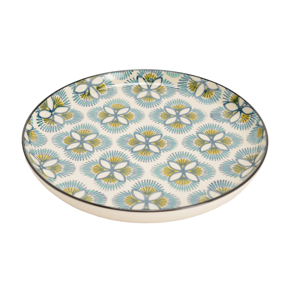 Assiette plate Imany, en céramique, coloris bleu - D.26cm