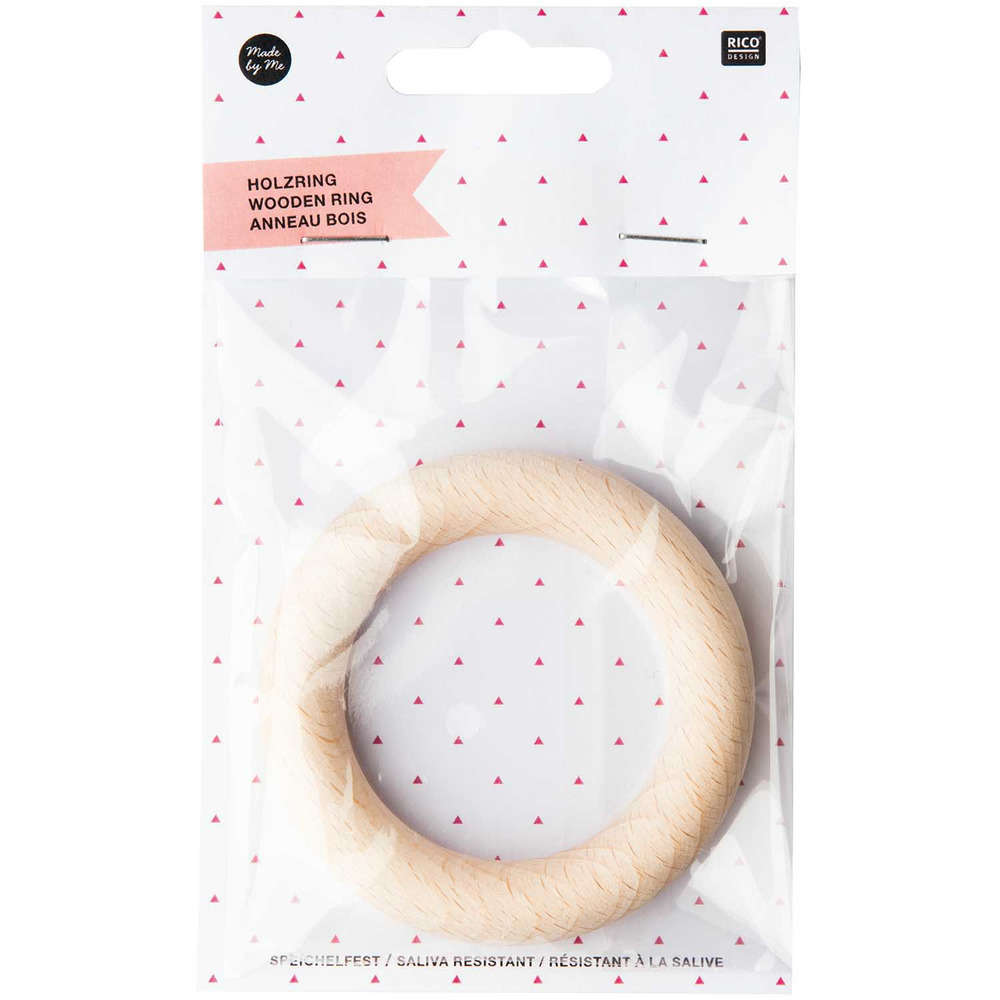 Anneau bois hochet nature 7cm