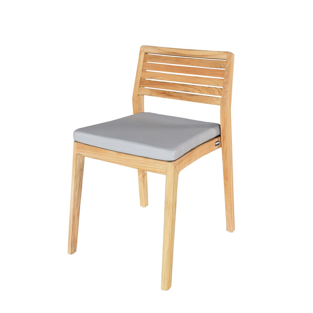 Chaise empilable teck massif coussin
