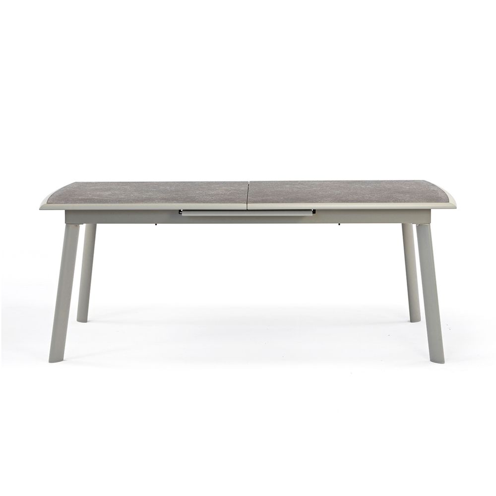 Table rotonde alu gris pierre plateau hpl