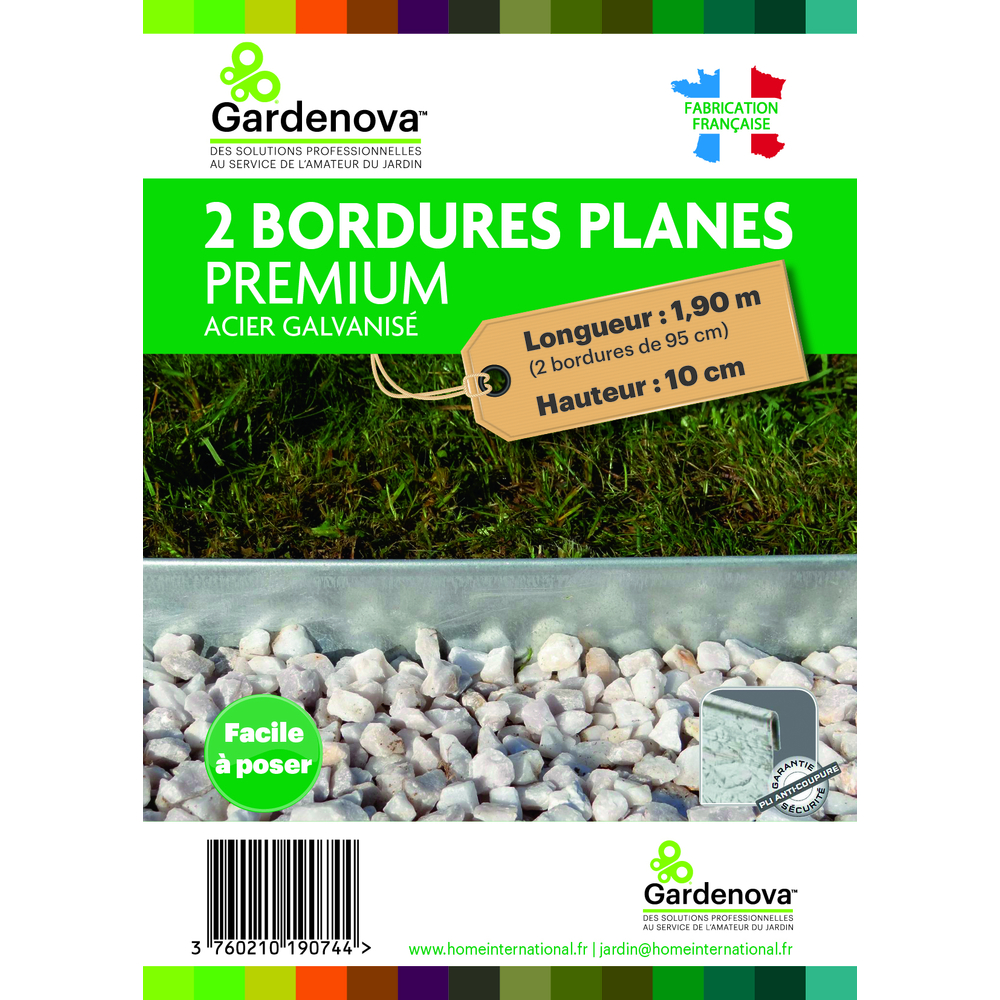 Bordure plane acier galvanisÃ© x2 H10xL191cm
