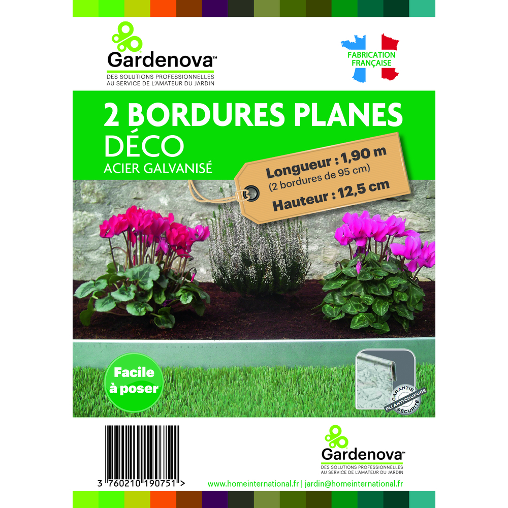 Bordure plane acier galvanisÃ© x2 H12,5xL191cm