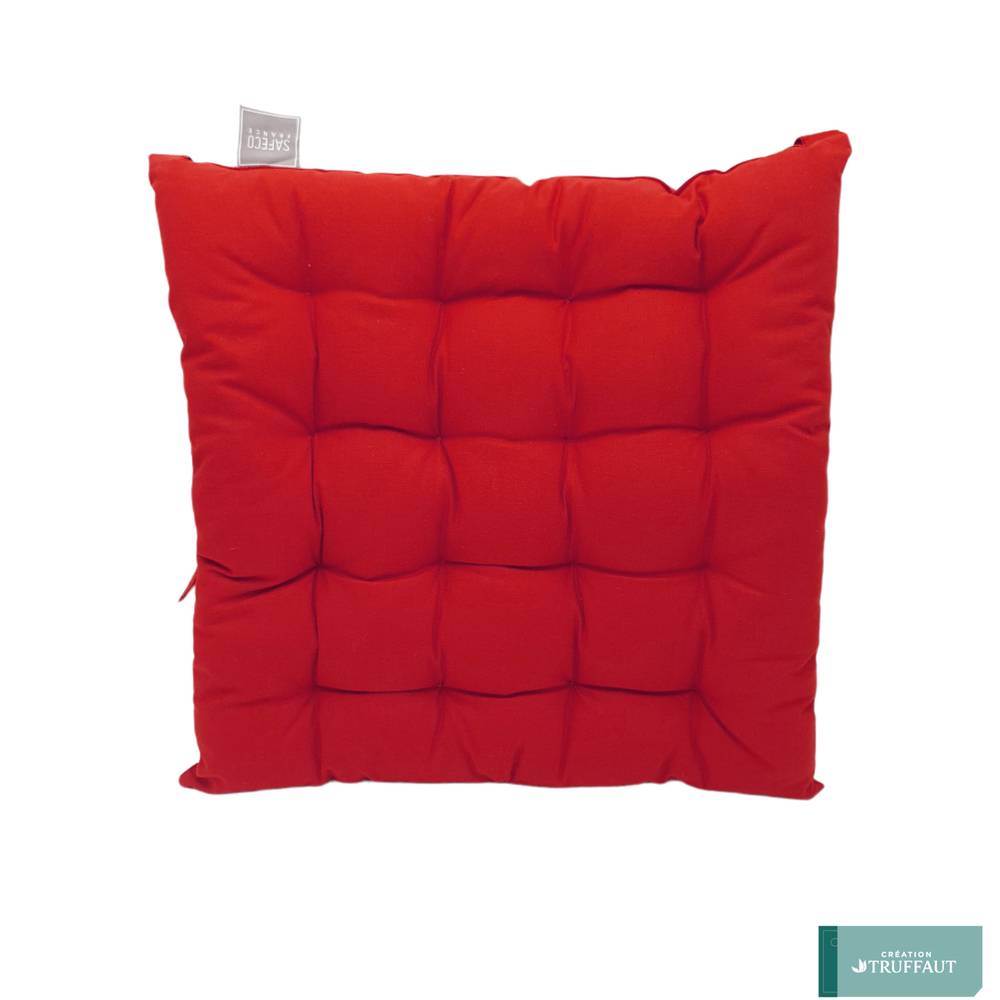 Galette de chaise unie Cerise en coton - 40x40cm