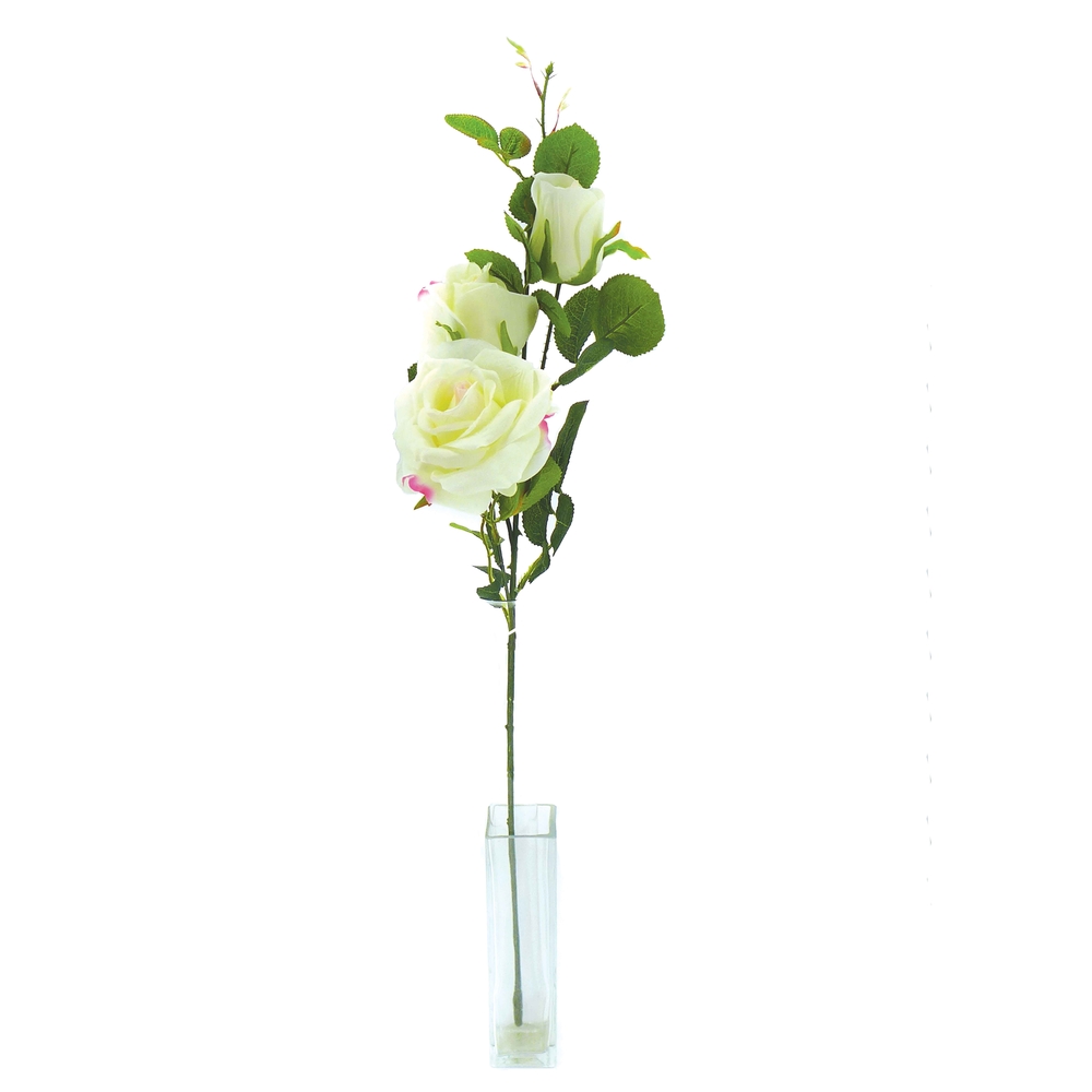 Fleur artificielle tige de rose coloris blanc H.76cm