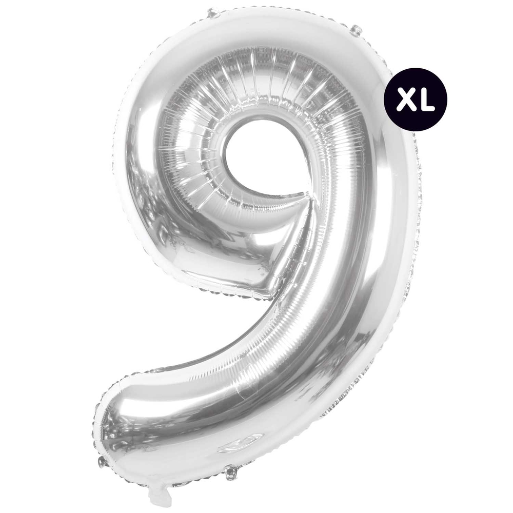 BALLON ALUMINIUM 9 ARGENT-(802061)