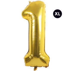 Ballon aluminium chiffre '1' doré, haut. 86 cm