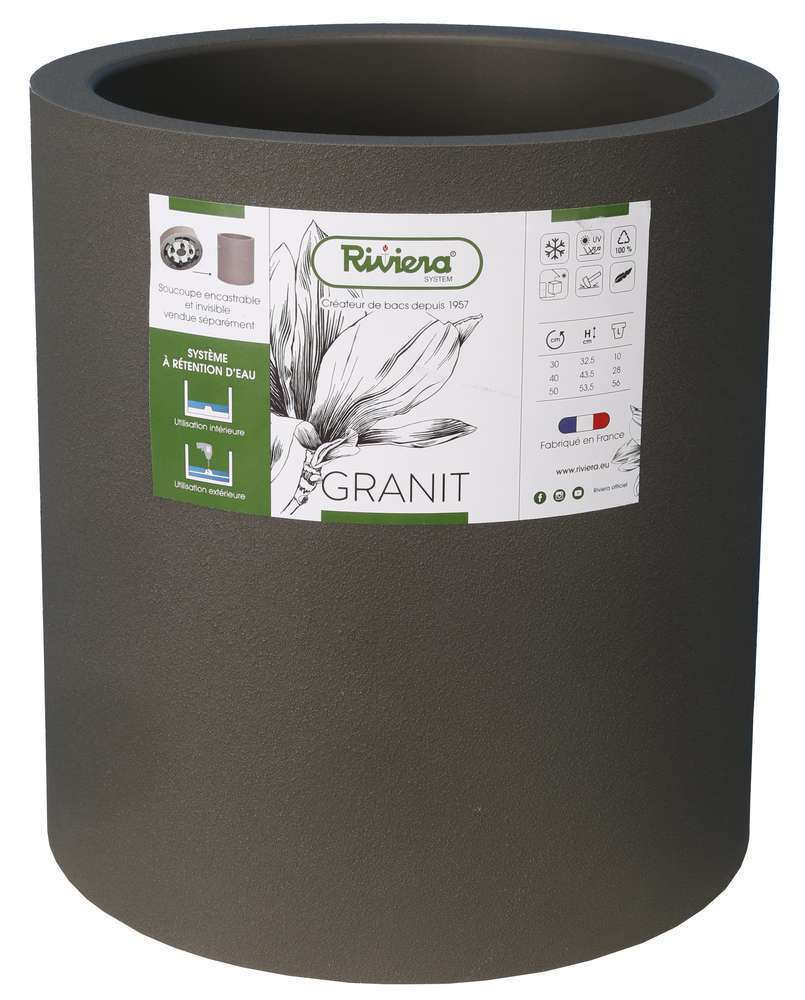 BAC GRANIT ROND 40 GRIS-(813387)