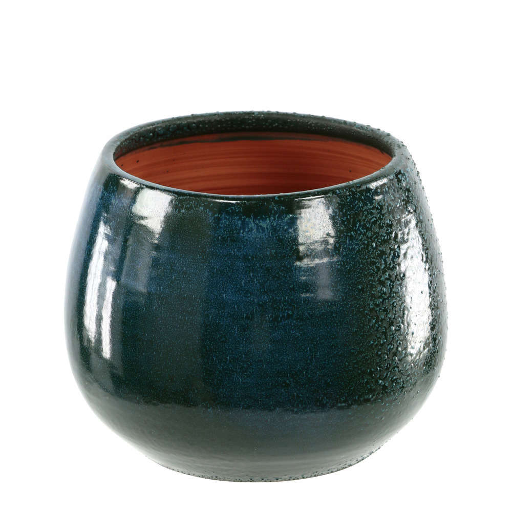 InnaGLAS INNA-Glas Pot De Fleurs En Céramique, Dégradé, Bleu-Or, 34 Cm