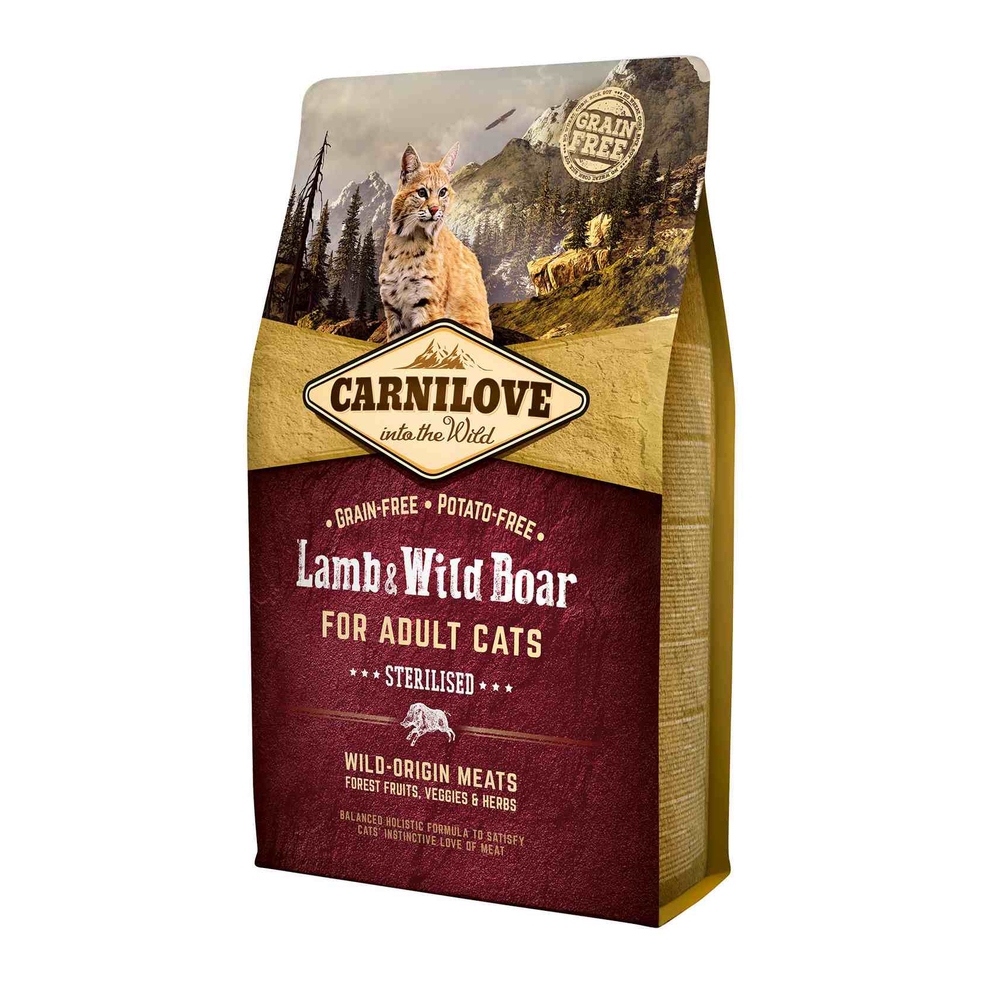 Croquettes Carnilove agneau/sanglier pour chat stérilisé Sac de 2 Kg