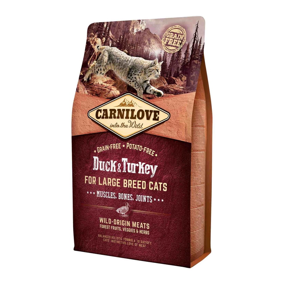 Croquettes Carnilove pour chat Grandes Races - Canard et Dinde - 2kg