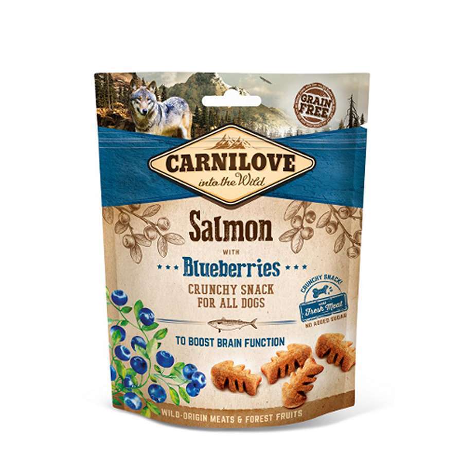 Friandises Crunchy saumon & myrtilles pour chien 200g
