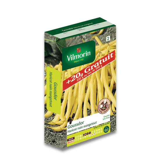 Graines de haricot nain Beurre Goussdor +20G gratuits en boite
