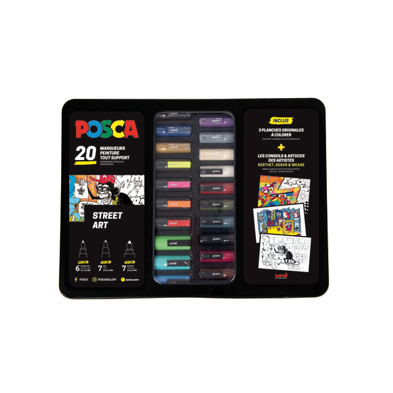 Mallette métal 20 marqueurs Posca Street Art