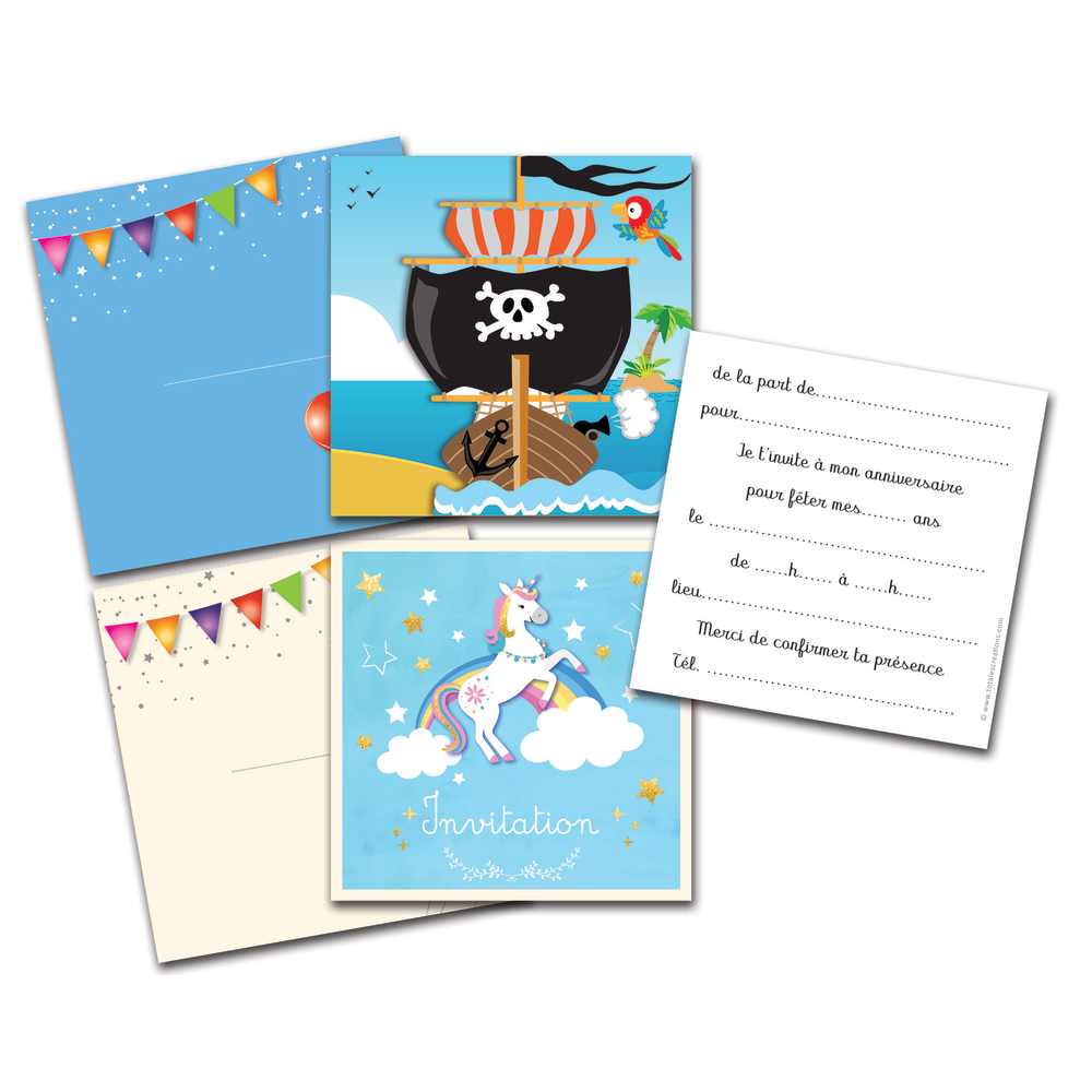 Cartes invitations anniversaires Setanni - Différents thèmes possibles