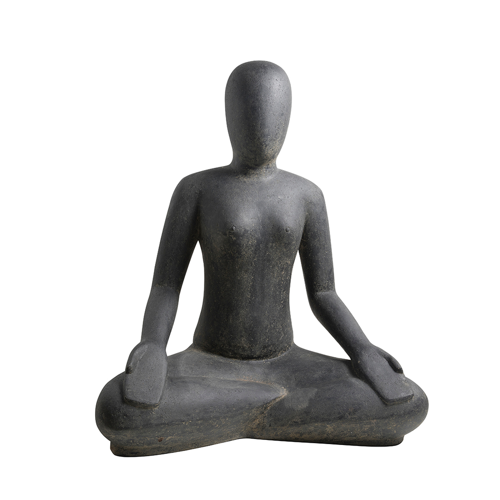 Statue posture de yoga méditation en pierre reconstituée - H.83 cm