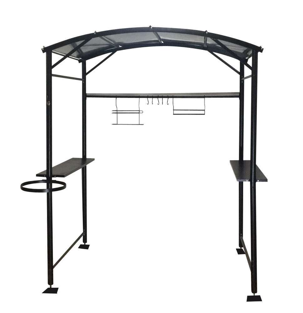 Carport barbecue époxy gris anthracite toit acier