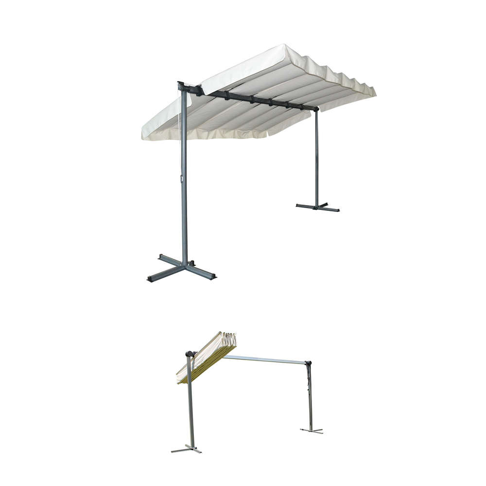 Pergola marquise 3,60 x 2,50 m finition époxy gris anthracite