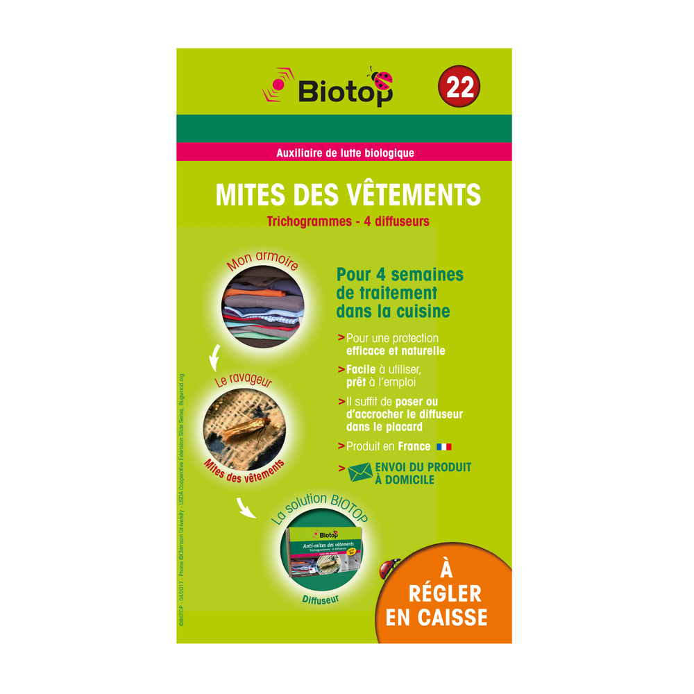 Prépaiement protection contre les mites vestimentaires, 4 diffuseurs