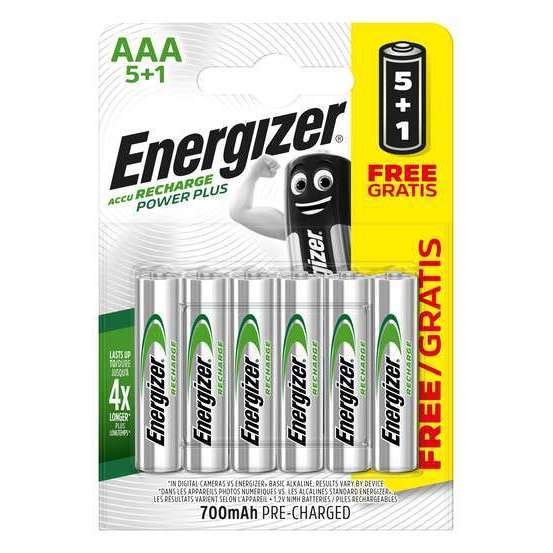 Piles Rechargeables Energizer Power Plus AAA/LR3 700 mAh, pack de 5+1