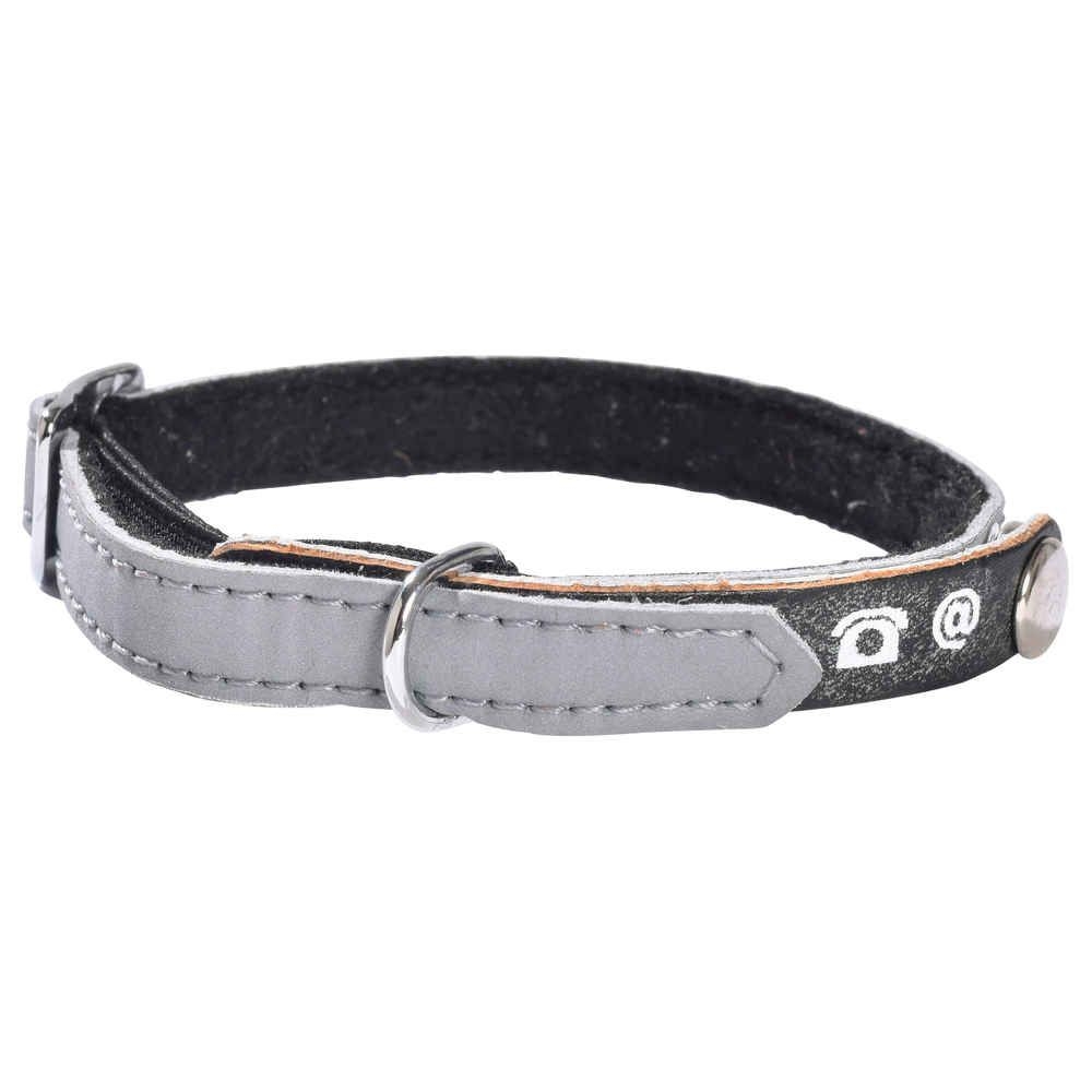 Bobby - Collier PORTE-ADRESSE Réfléchissant pour Chat - Gris