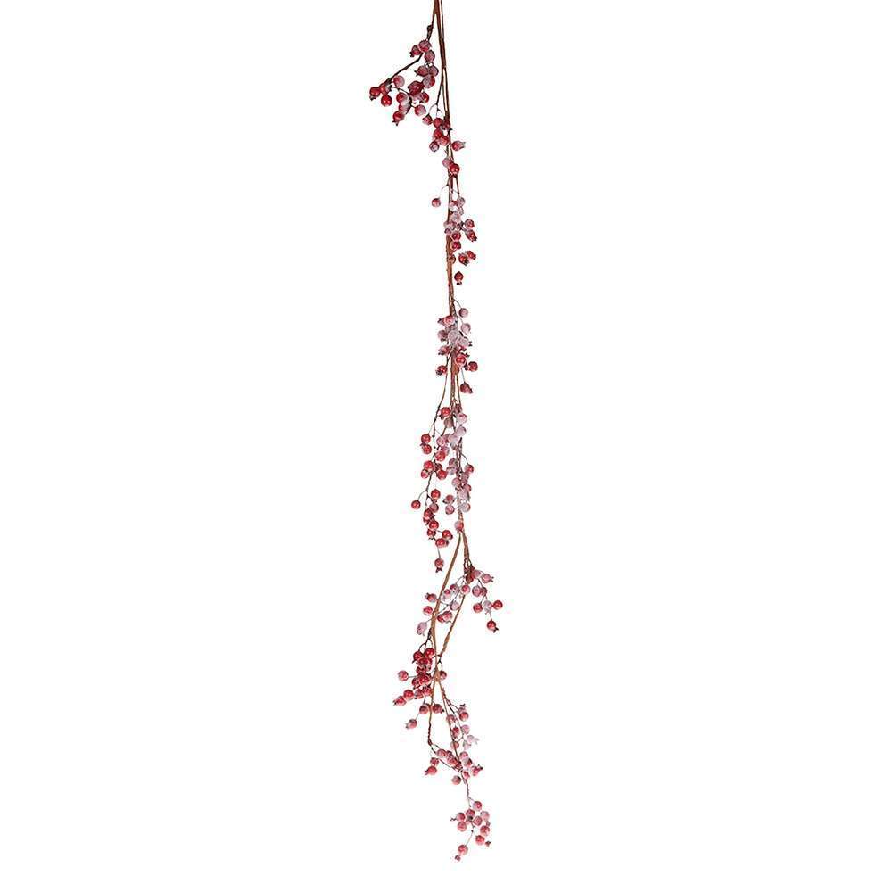 Guirlande floquée de baies en mousse rouge - 113cm