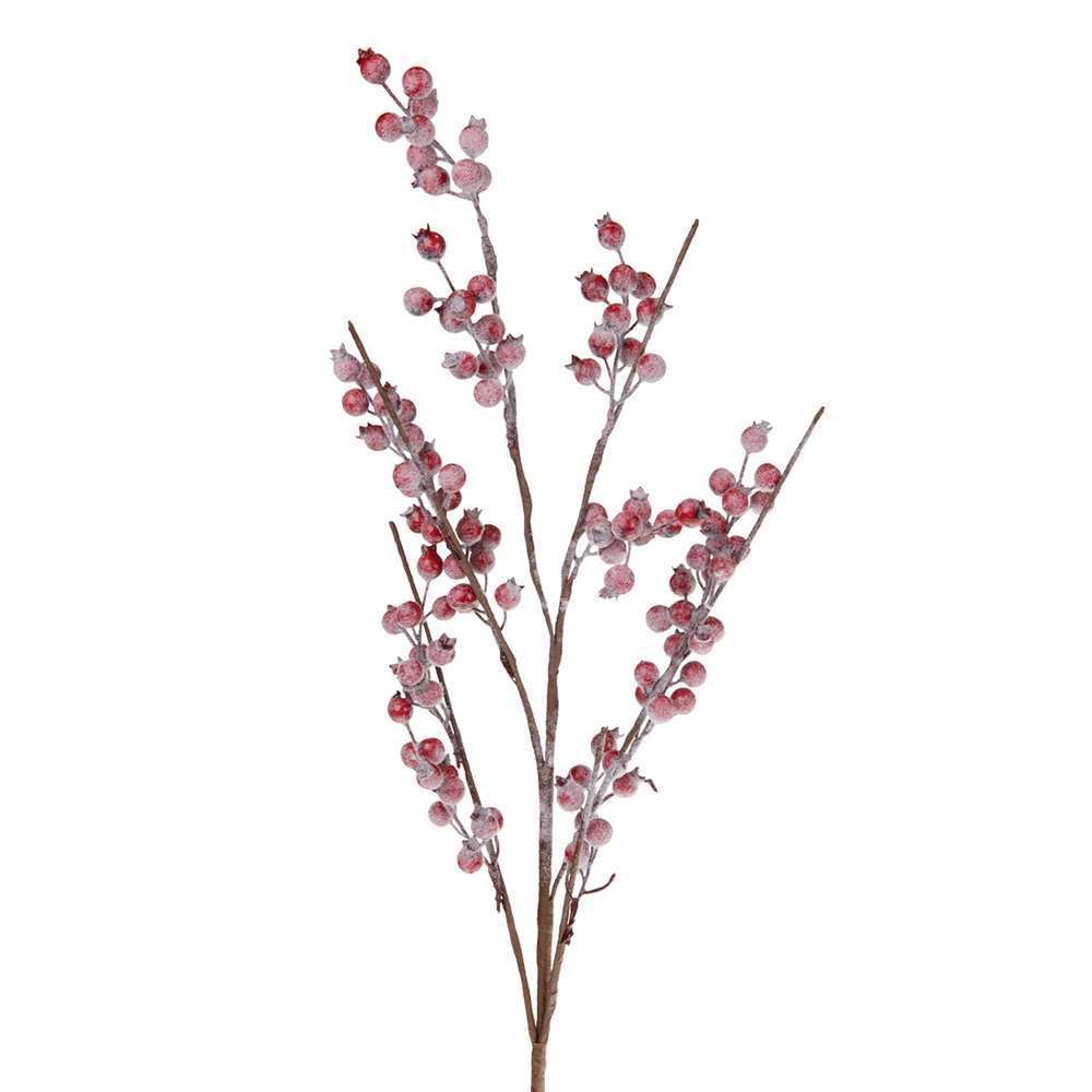Branche givrée de baies en mousse - 100cm