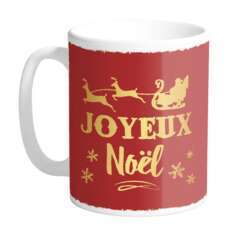 Mug joyeux noel rouge D 8 cm H 9,5 cm