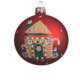 Boule de Noël en verre décors maison pain épice rouge d8 cm