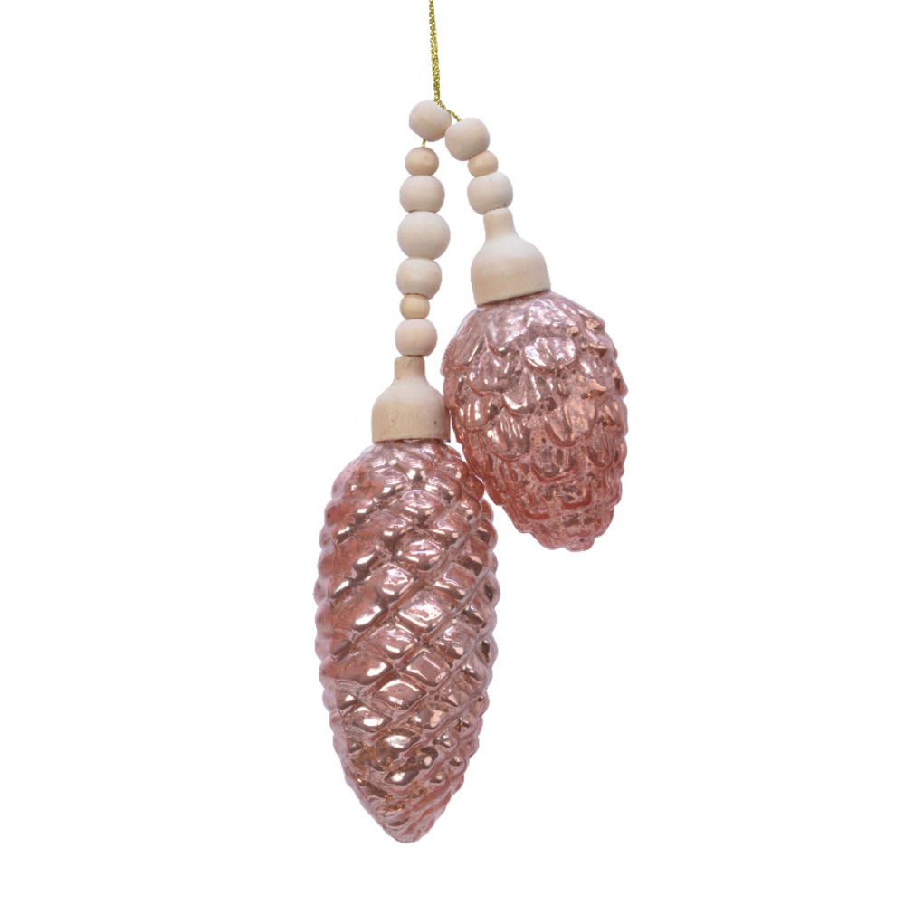 Grappe pomme de pin camelia H.17cm