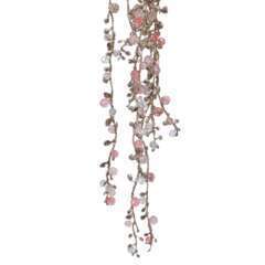 Guirlande acrylique avec paillettes perles blanc rose L 120 cm