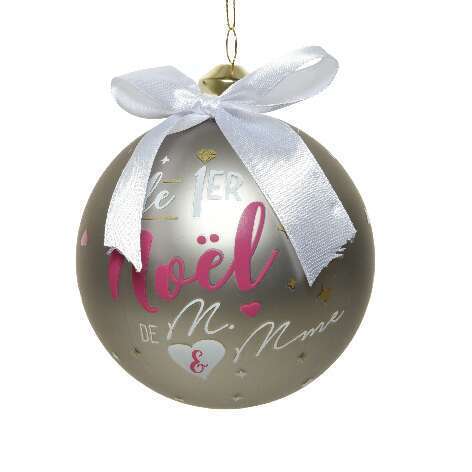Boule de NoÃ«l en verre message D10cm