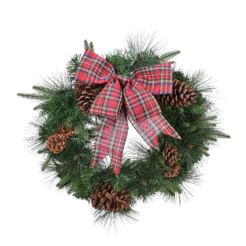 Couronnes De Noël à Carreaux écossais - Lot De 12, 20cm - Décorations Sapin Avec Attaches - Fêtes D'hiver