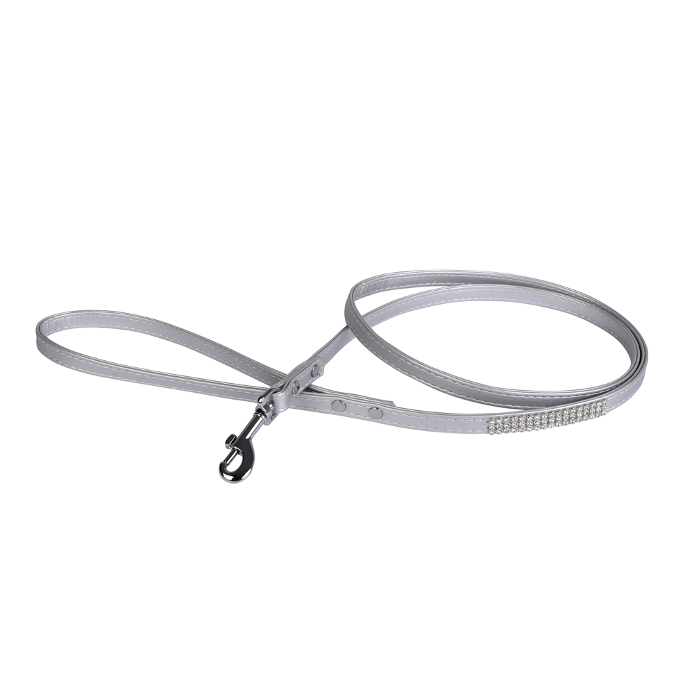 Laisse strass petmini 10mmx1.2m argent pour chien
