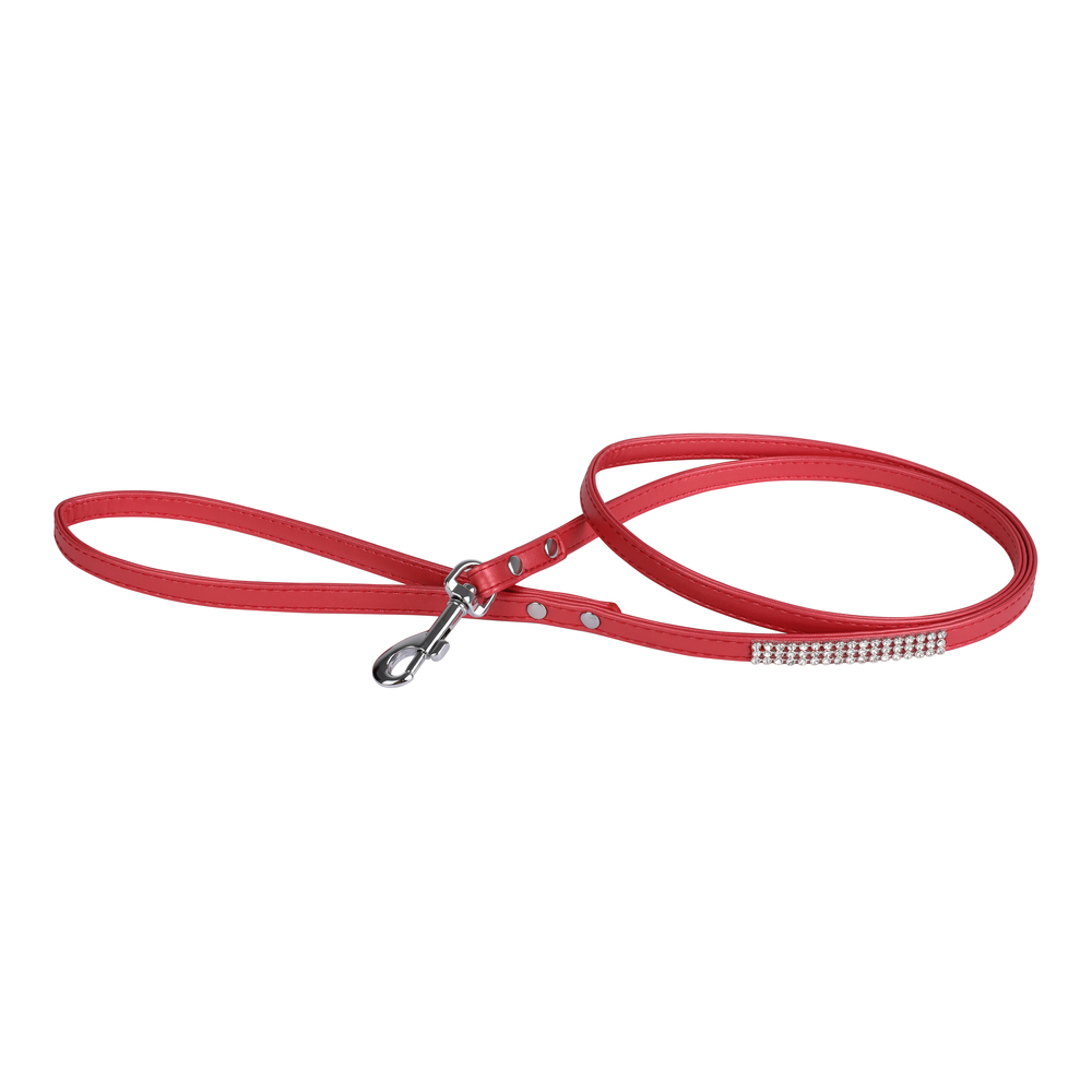 Laisse strass petmini 10mmx1.2m rouge pour chien