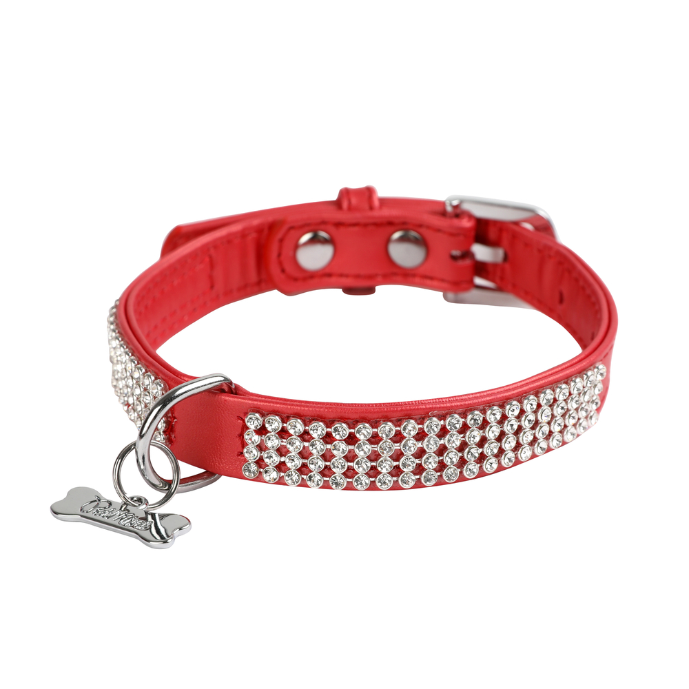 Collier strass petmini 15mmx35cm rouge pour chien