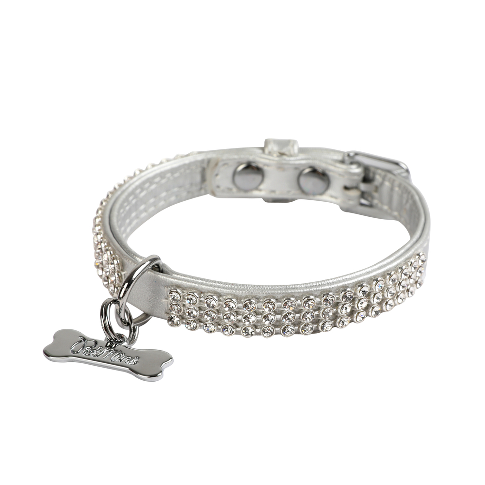 Collier strass petmini 20mmx40cm argent pour chien