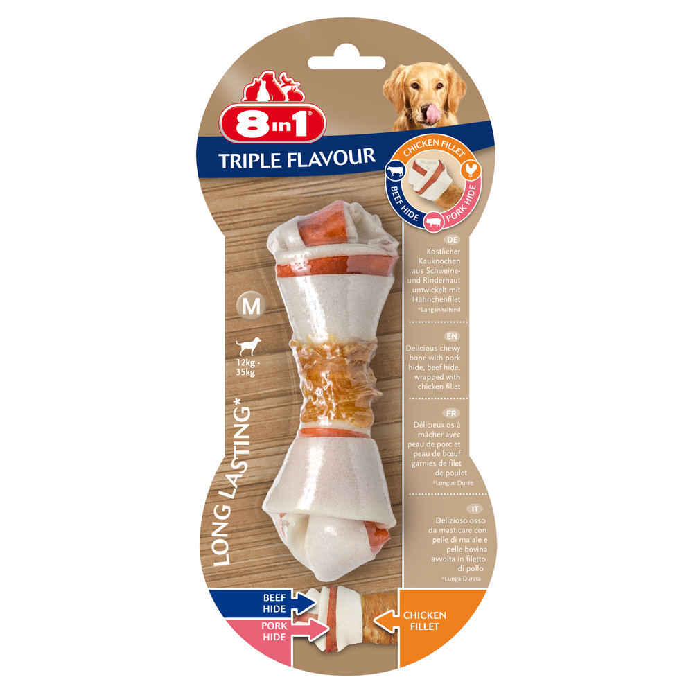 Friandise Os triple flavour pour chien - taille M