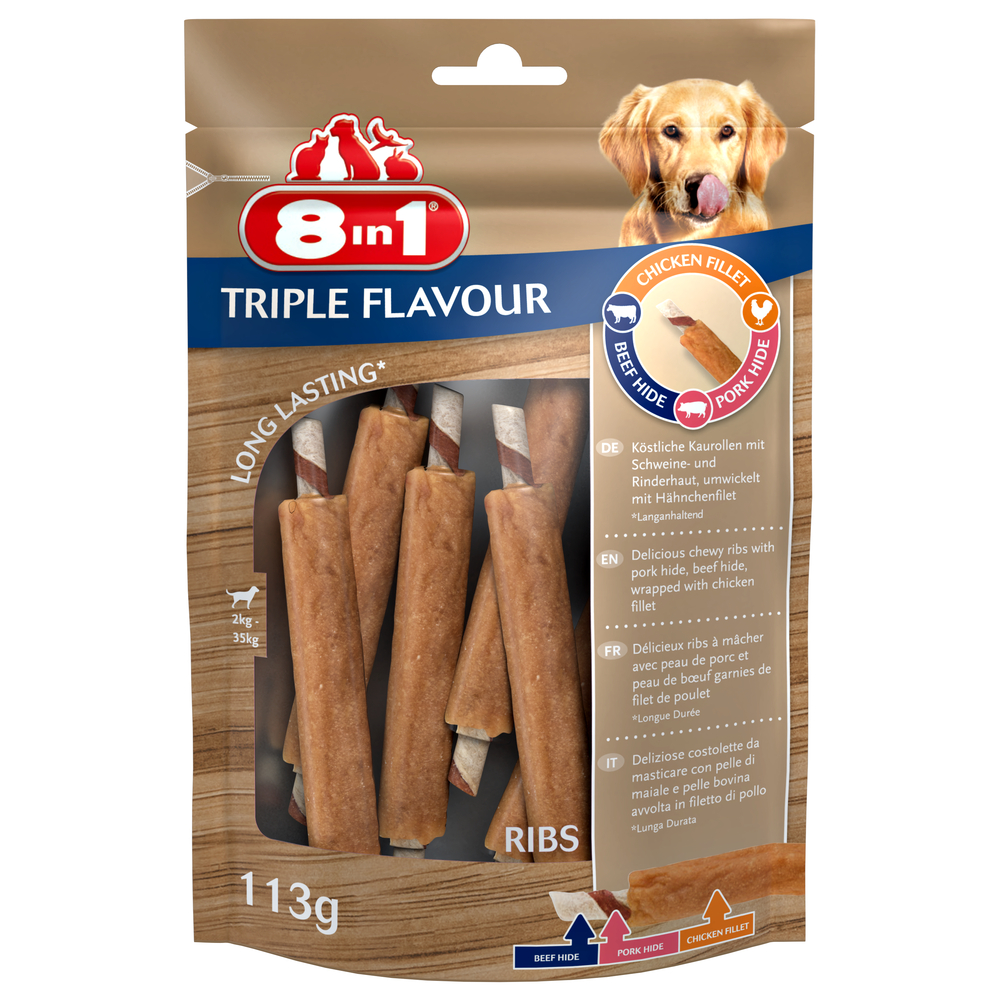 Friandise Ribs Triple Flavour pour chien x 6